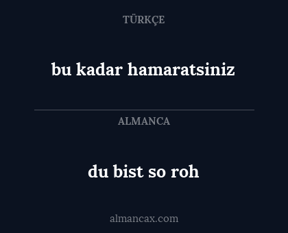 bu kadar hamaratsiniz - du bist so roh