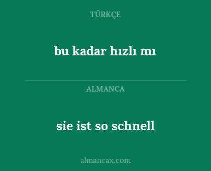 sie ist so schnell - bu kadar hızlı mı