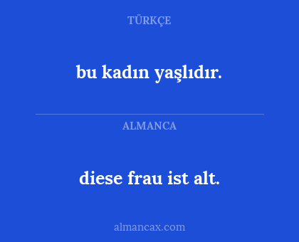 diese frau ist alt. - bu kadın yaşlıdır.
