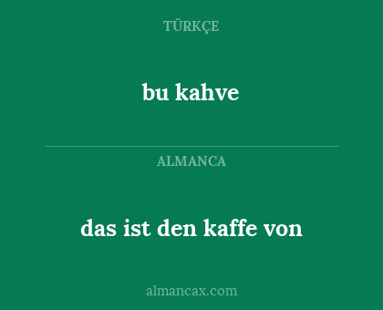 bu kahve - das ist den kaffe von