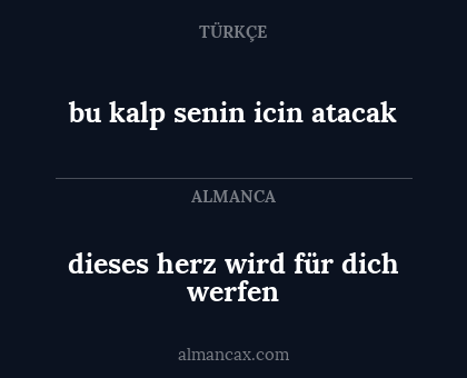 dieses herz wird für dich werfen - bu kalp senin icin atacak