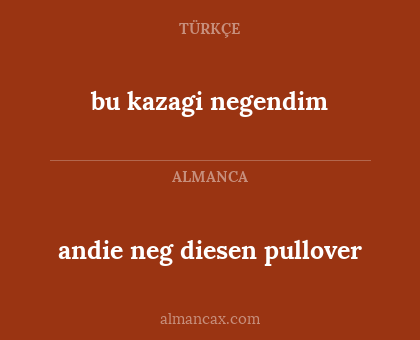 bu kazagi negendim - andie neg diesen pullover
