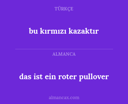 das ist ein roter pullover - bu kırmızı kazaktır