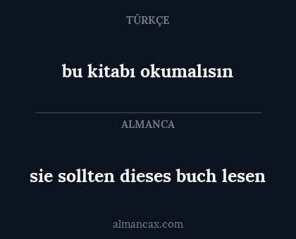 bu kitabı okumalısın - sie sollten dieses buch lesen