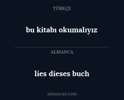 bu kitabı okumalıyız - lies dieses buch