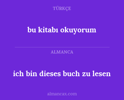 ich bin dieses buch zu lesen - bu kitabı okuyorum