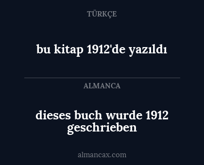 bu kitap 1912'de yazıldı - dieses buch wurde 1912 geschrieben