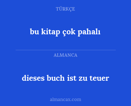 dieses buch ist zu teuer - bu kitap çok pahalı