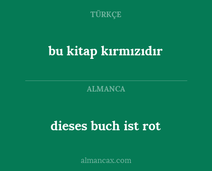 bu kitap kırmızıdır - dieses buch ist rot