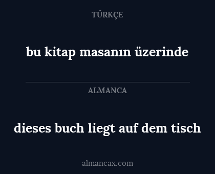bu kitap masanın üzerinde - dieses buch liegt auf dem tisch