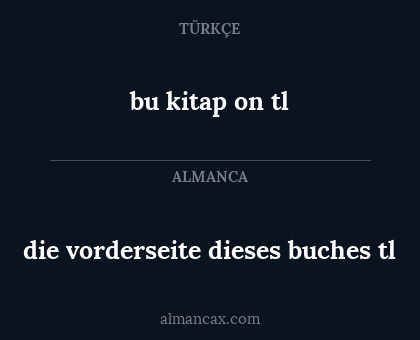bu kitap on tl - die vorderseite dieses buches tl