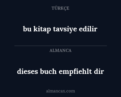 dieses buch empfiehlt dir - bu kitap tavsiye edilir