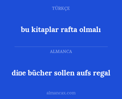 bu kitaplar rafta olmalı - di̇e bücher sollen aufs regal