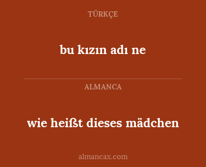 bu kızın adı ne - wie heißt dieses mädchen