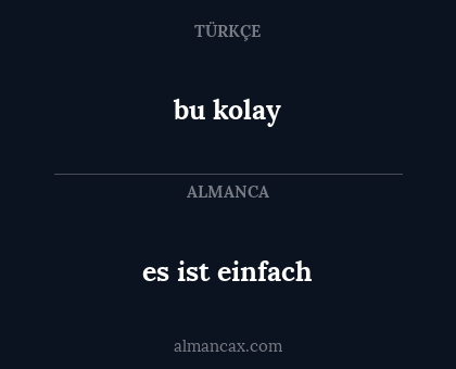 es ist einfach - bu kolay
