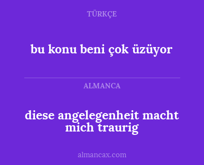bu konu beni çok üzüyor - diese angelegenheit macht mich traurig