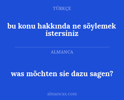 bu konu hakkında ne söylemek istersiniz - was möchten sie dazu sagen?