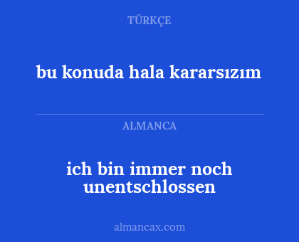 ich bin immer noch unentschlossen - bu konuda hala kararsızım