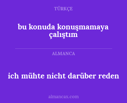 bu konuda konuşmamaya çalıştım - ich mühte nicht darüber reden