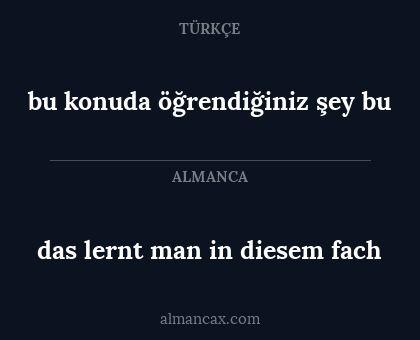 bu konuda öğrendiğiniz şey bu - das lernt man in diesem fach