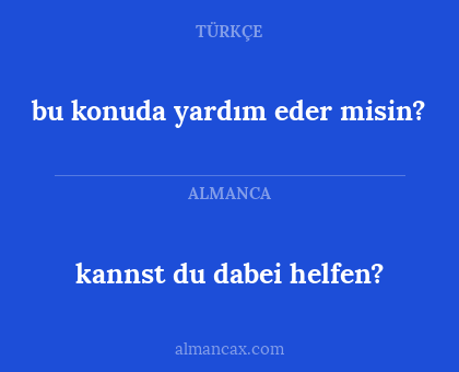 kannst du dabei helfen? - bu konuda yardım eder misin?