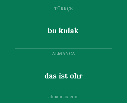 bu kulak - das ist ohr