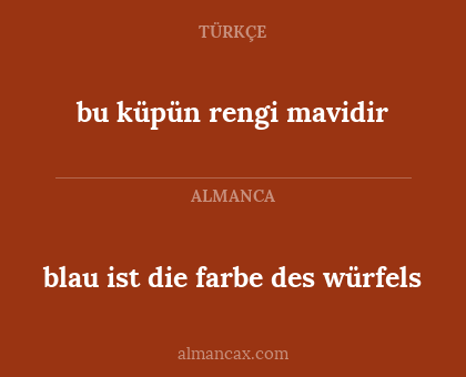 blau ist die farbe des würfels - bu küpün rengi mavidir