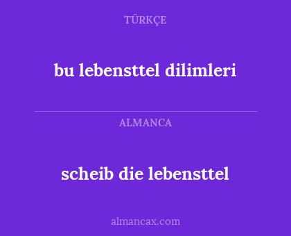 bu lebensttel dilimleri - scheib die lebensttel