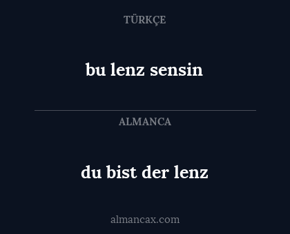 bu lenz sensin - du bist der lenz