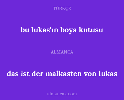 das ist der malkasten von lukas - bu lukas'ın boya kutusu