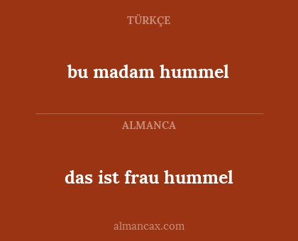 das ist frau hummel - bu madam hummel
