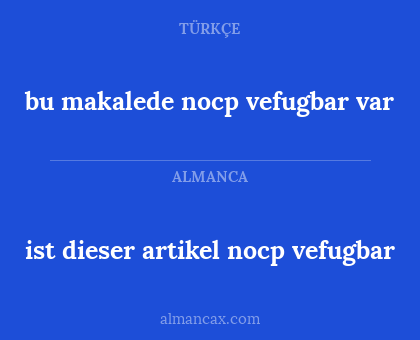ist dieser artikel nocp vefugbar - bu makalede nocp vefugbar var