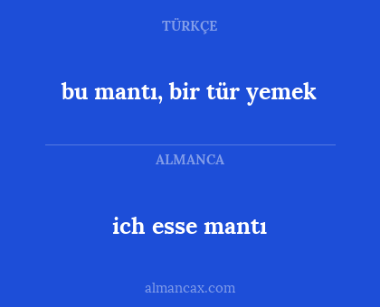 ich esse mantı - bu mantı, bir tür yemek