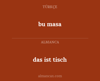 bu masa - das ist tisch