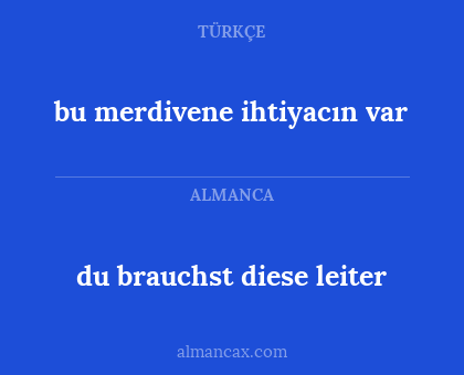 bu merdivene ihtiyacın var - du brauchst diese leiter
