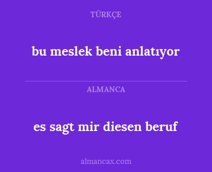 es sagt mir diesen beruf - bu meslek beni anlatıyor