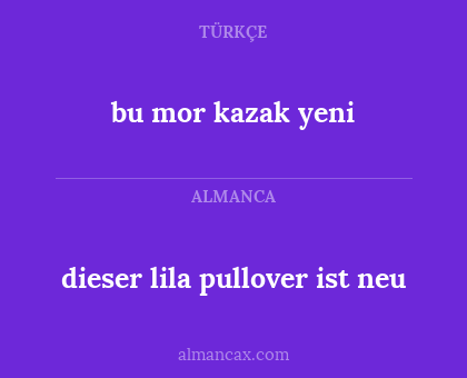 bu mor kazak yeni - dieser lila pullover ist neu