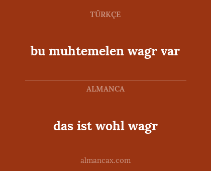 das ist wohl wagr - bu muhtemelen wagr var