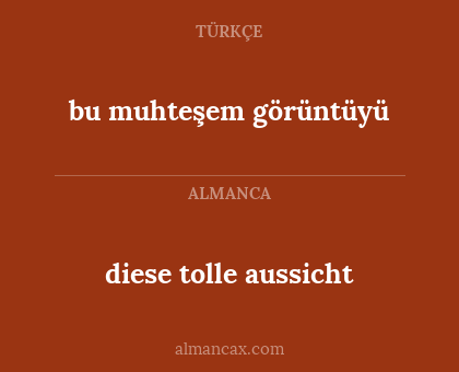 diese tolle aussicht - bu muhteşem görüntüyü