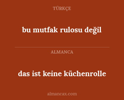 bu mutfak rulosu değil - das ist keine küchenrolle