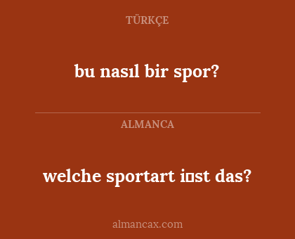 bu nasıl bir spor? - welche sportart i̇st das?