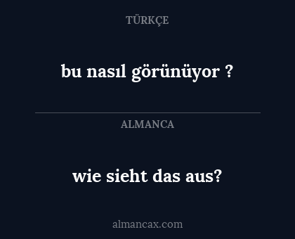 bu nasıl görünüyor ? - wie sieht das aus?