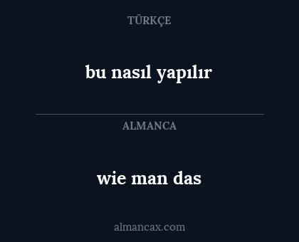 wie man das - bu nasıl yapılır