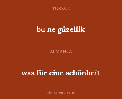was für eine schönheit - bu ne güzellik