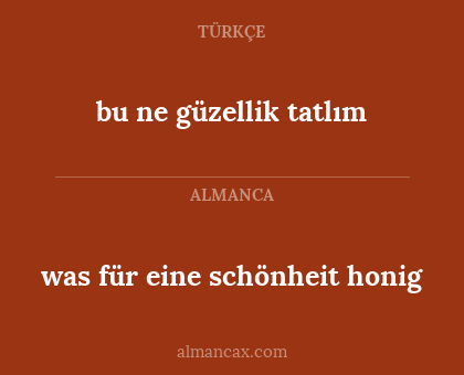 was für eine schönheit honig - bu ne güzellik tatlım