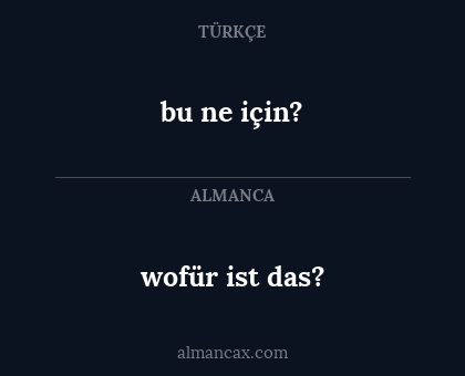 wofür ist das? - bu ne için?