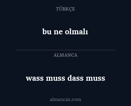 wass muss dass muss - bu ne olmalı