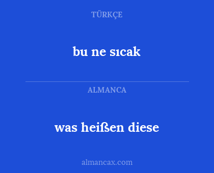 was heißen diese - bu ne sıcak