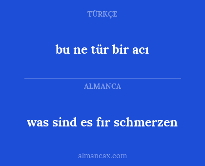 was sind es fır schmerzen - bu ne tür bir acı