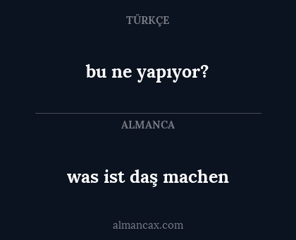 was ist daş machen - bu ne yapıyor?